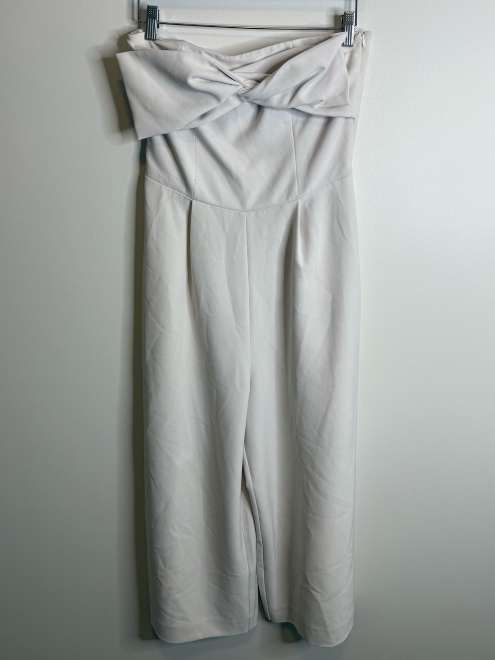 Icone Simons Strapless Twist-Front Wide-Leg Jumpsuit - Cream cropped white 4